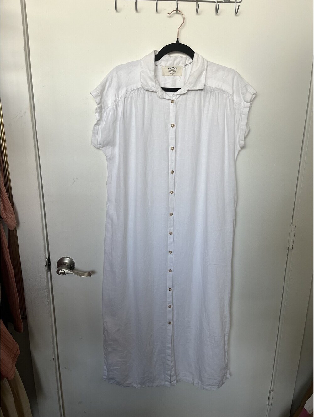 FatFace 100% Linen White Shirtdress UK 10 US Medium